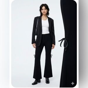 Barami 90s Vintage Flare Pants Size 8 Leather Ties Y2K